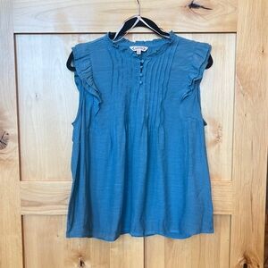 Nanette Lepore Pleated Blouse, Size L, Teal Blue